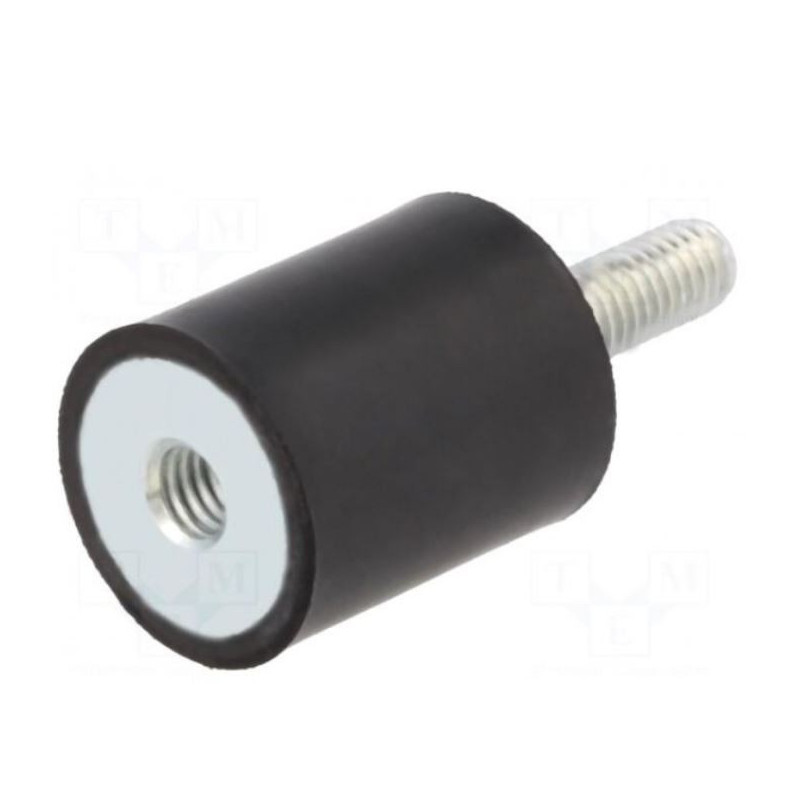 Vibration damper, M12, Ø: 75 mm, rubber, L:40mm, Thread length: 37 mm