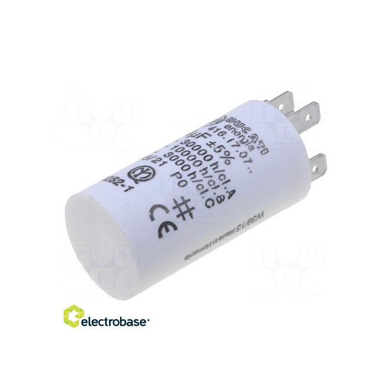 Capacitor: motor, run, 4uF, 475VAC, Ø28x55mm, -25÷85°C, ±5%