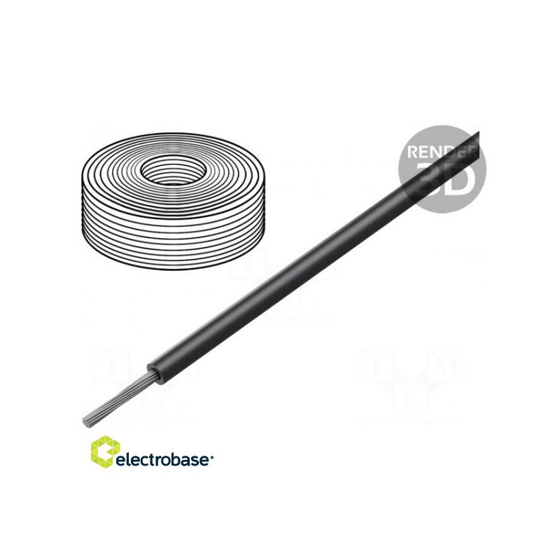 Viela, SiF, balastas, Cu, 1 mm2, silikonas, juoda, -60÷180°C, 300/500V ROHS