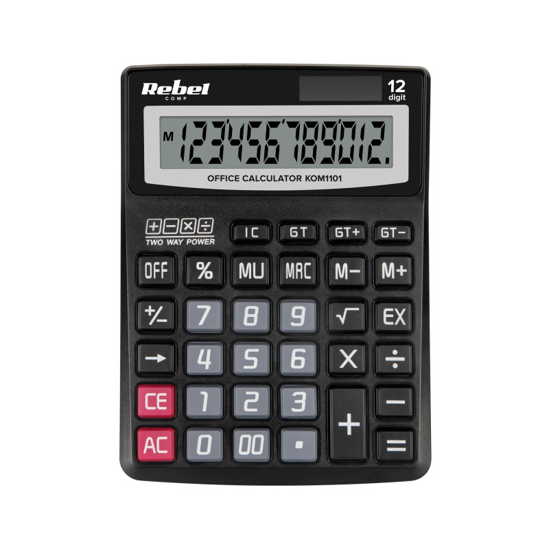 Calculator, 12-digit Large Display, Number Clear Function, Solar Panel