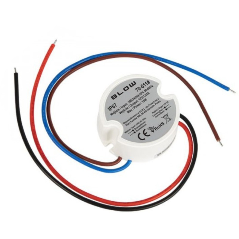 Impulsinis maitinimo šaltinis pjūklams, 12 V / 1,25 A, 15 W, plastikinis, kompaktiškas