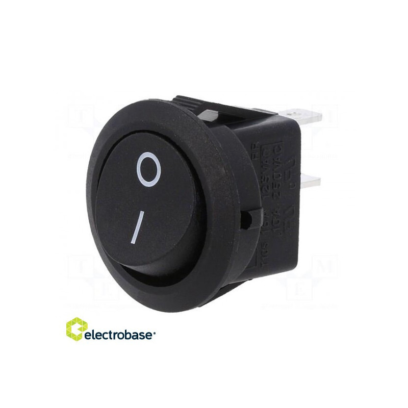 ROCKER, SPST-NO, Position:2, OFFON, 10A / 250VAC, black, 35m9, Housing: black