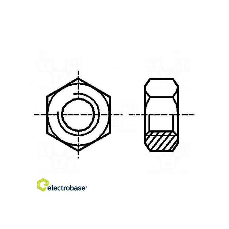 Nut, hexagonal, M4, A2 stainless steel, A: 3.2 mm, Pitch: 0.7, 7 mm