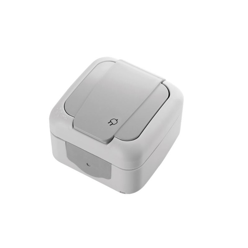 Moisture-proof IP54 electrical socket outlet with grounding gray