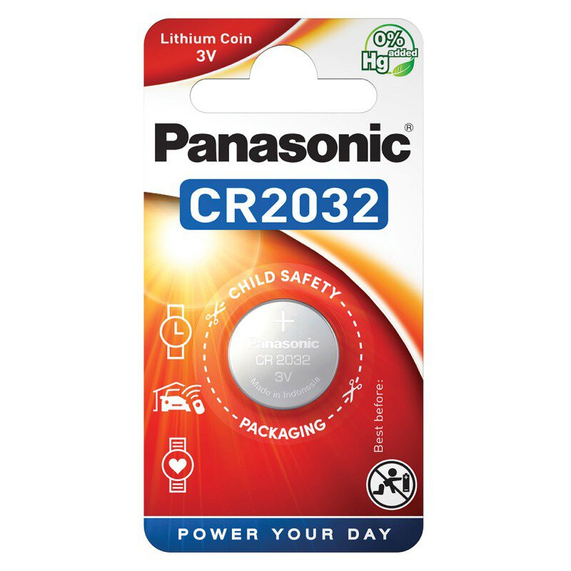 CR2032 baterijas Panasonic litija iepakojumā 1 gb.