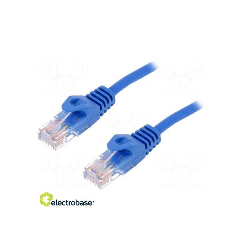 Komutacinis laidas U / UTP 5e daugiagyslis CCA PVC mėlynas 1,5 m 26AWG