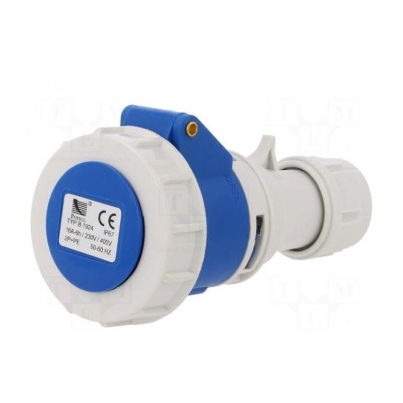 Connector: AC power supply, plug, Female, 16A, 400VAC, IEC 60309, IP67