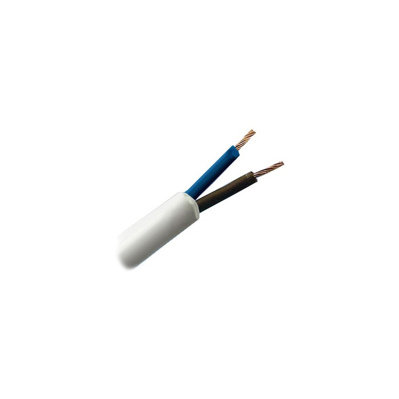 OMY 2x1 flexible electrical cable with copper core. Intended for indoor use. White