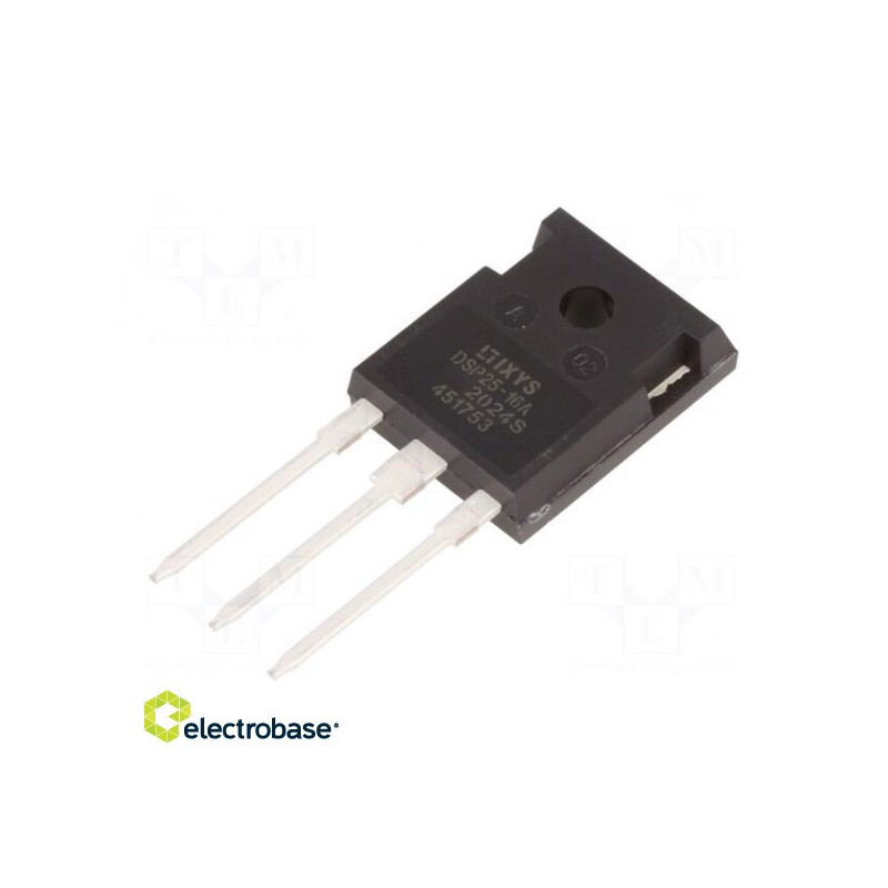 Diode: rectifier, THT, 1.6kV, 25A, tube, Ifsm:300A, TO247-3, 160W