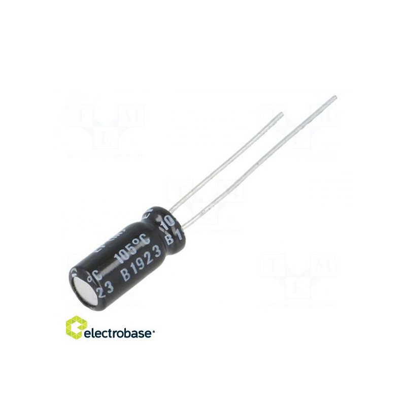 Kondensatorius: elektrolitinis, bipolinis, THT, 2.2uF, 50VDC, Ø5x11mm, ±20%