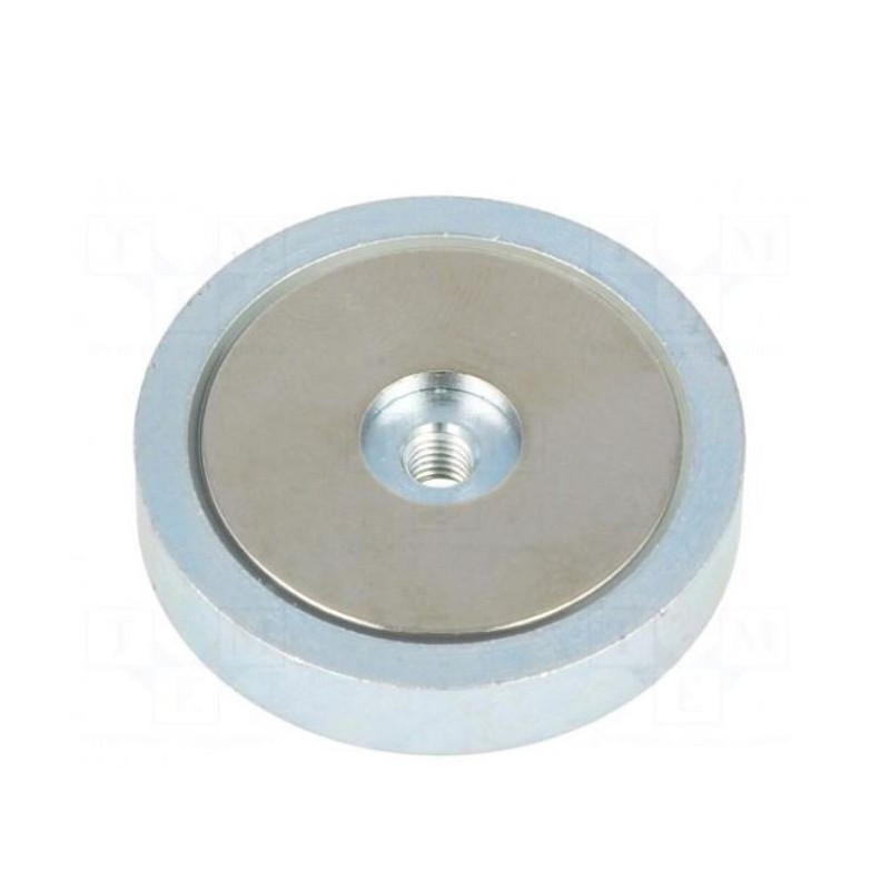 Magnet: permanent, neodymium, H: 8mm, 500N, Ø: 40mm, Thread length: 6 mm