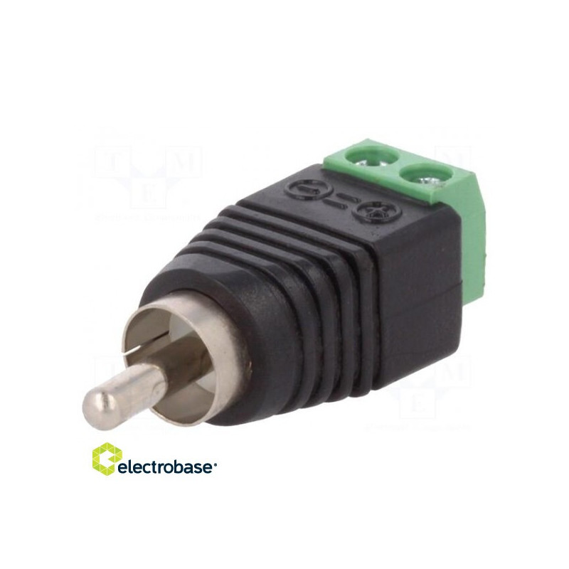 Perėjimas: adapteris, mono, gnybtų blokas, RCA kištukas, PIN: 3