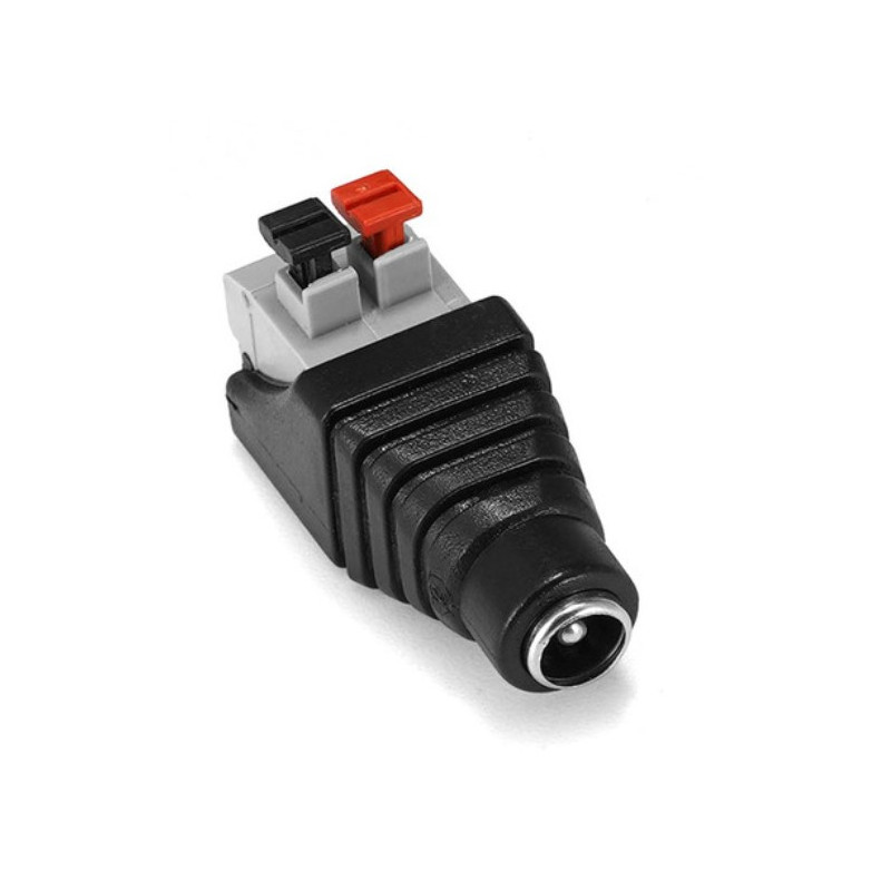 Aukščiausios kokybės 5,5 x 2,1 mm nuolatinės srovės lizdas, 12 V / 24 V, 2 kontaktų presavimo tipo, surinkimas be įranki
