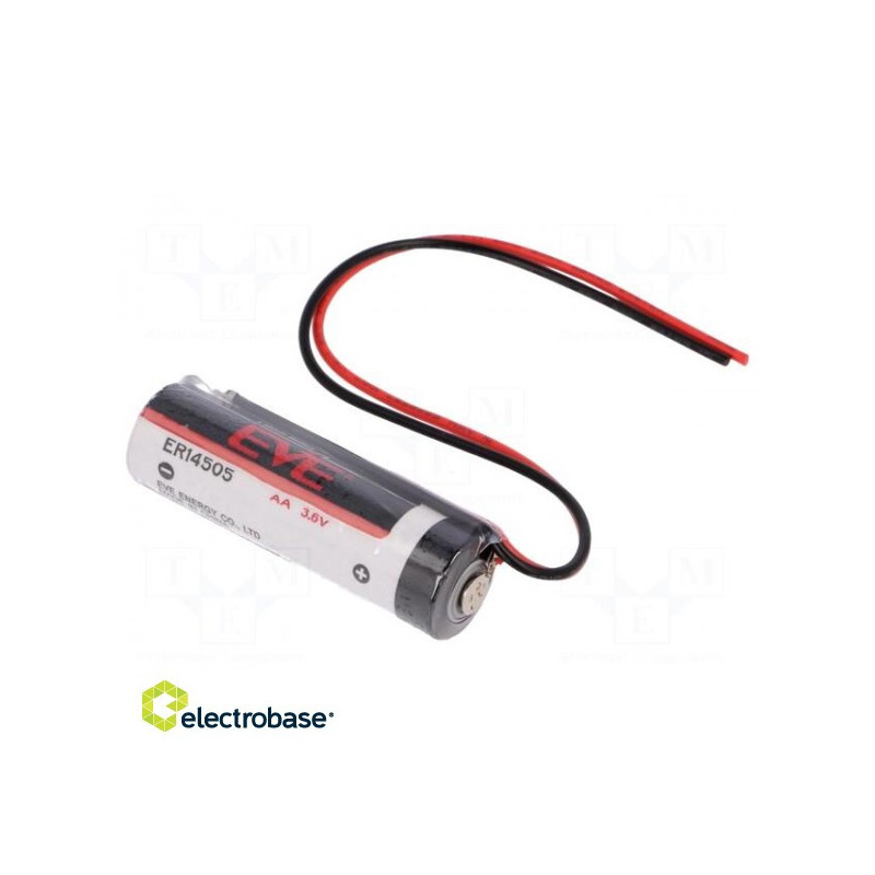 Baterija: ličio, 3,6 V, AA, 150 mm laidai, Ø14,5x50,5 mm, 2700 mAh