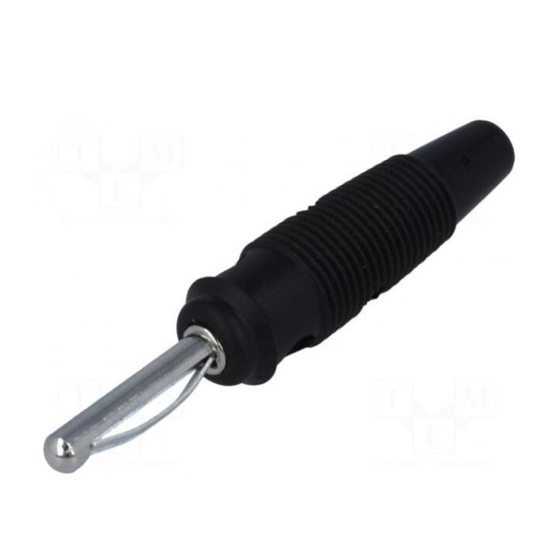 Kištukas, 4 mm bananinis, 16A, 60VDC, juodas, 3 m², 1,5 mm², nikeliuotas