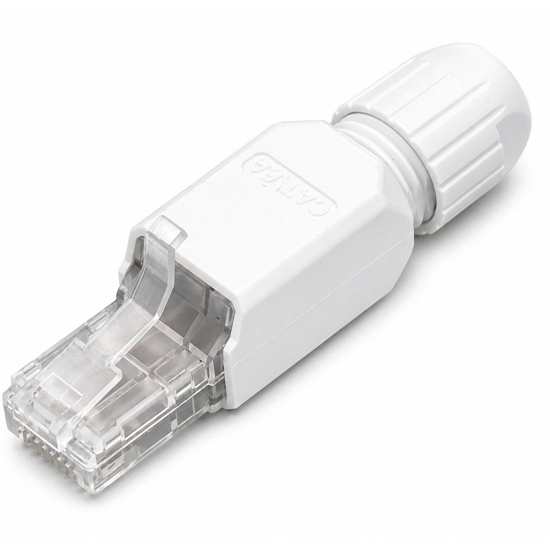 Modulinis CAT6A universalus RJ45 kištukas, surinkimas be įrankių, skirtas CAT6A / CAT6 / CAT5e UTP kabeliui