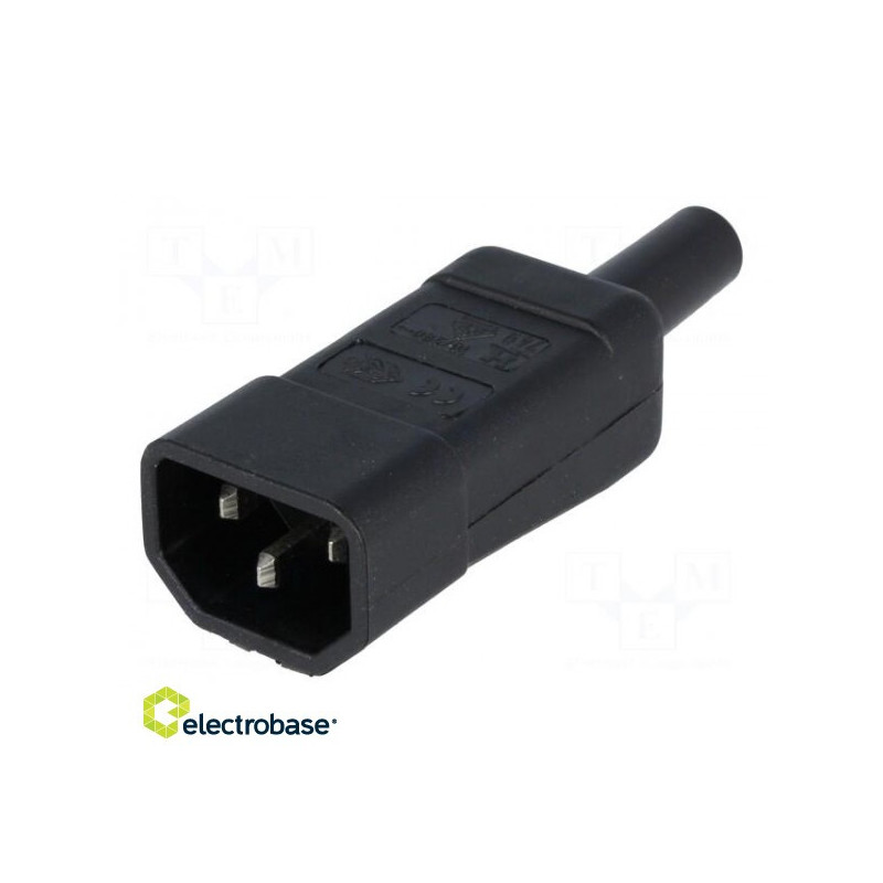 Jungtis: kintamosios srovės maitinimo kištukas, 10A, IEC 60320 C14 (E), tiesus
