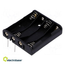 Holder, Leads: PCB, Size: AAA, R3, Batt.nr: 4, Color