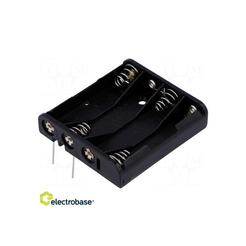 Holder, Leads: PCB, Size: AAA, R3, Batt.nr: 4, Color