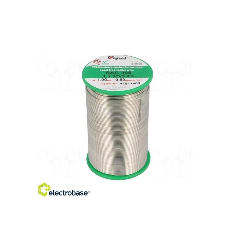 Litavimo viela Sn96,5Ag3Cu0,5 1mm 500g bešvinė 217÷219°C