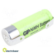 Baterija: Ni-MH, 2/3AAA, 2/3R3, 1,2 V, 400 mAh, litavimo antgaliai