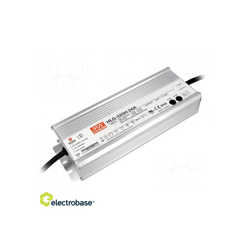 Power supply: switched-mode LED 320.16W 24VDC 21÷26VDC IP65