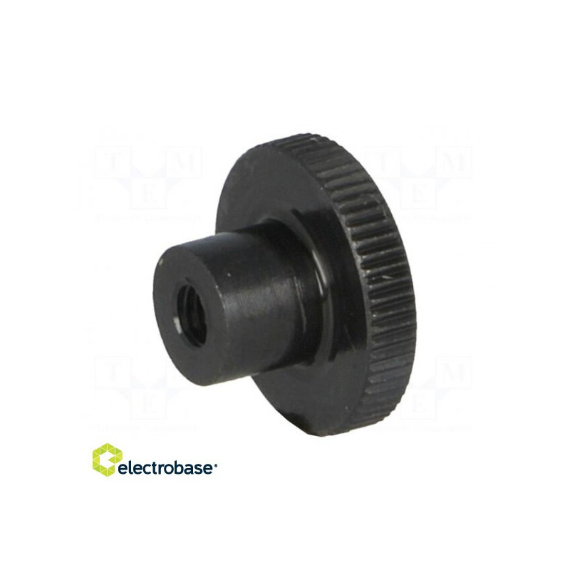 Rankenėlė ¨: 12 mm Vidinis sriegis: M3 A: 7,5 mm Plienas DIN: 466, rievėtas