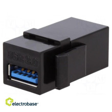 Lizdas, jungtis, moteriškas x2, USB A lizdas x2, tiesus, Keystone