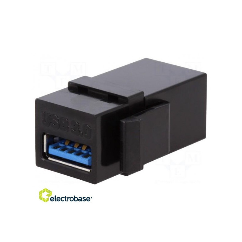 Lizdas, jungtis, moteriškas x2, USB A lizdas x2, tiesus, Keystone
