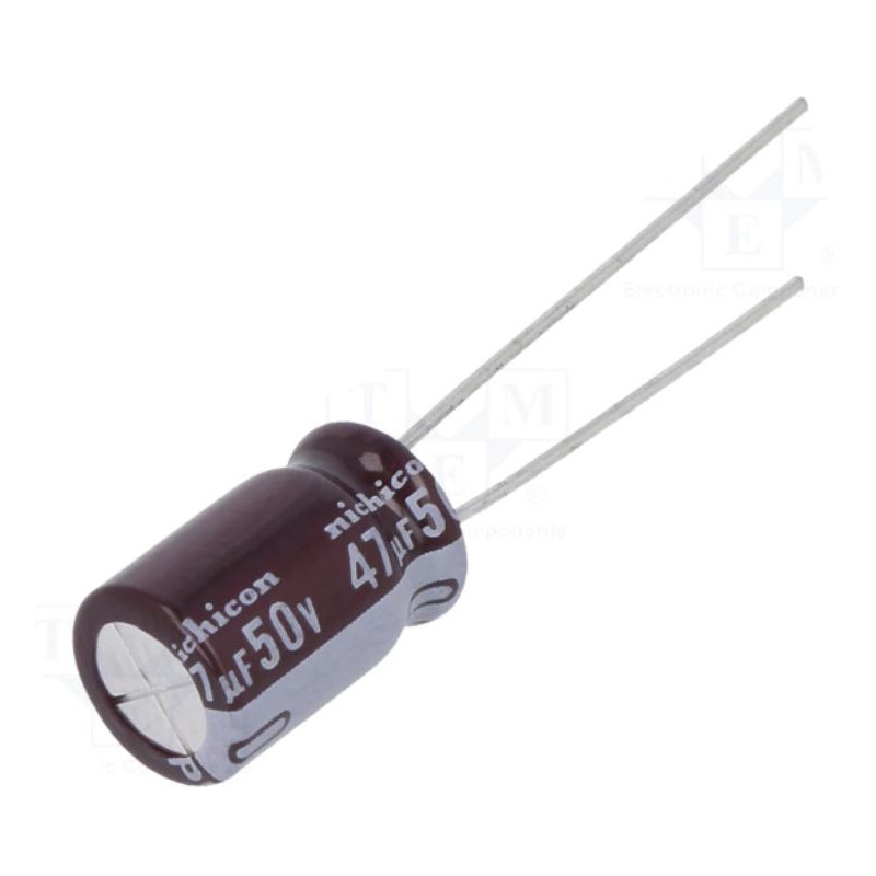 Kondensatorius: elektrolitinis žemo ESR THT 47uF 50VDC ¨8x11.5mm ±20%