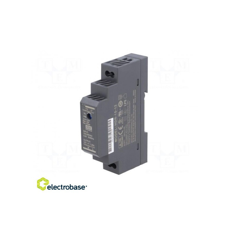 Maitinimo šaltinis: impulsinis 15W 12VDC 10.8÷13.8VDC 1.25A 78g
