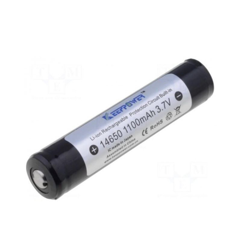 Baterija: ličio jonų, 14650.7/5AA, 3.7V, 1000mAh, Ø14x66mm