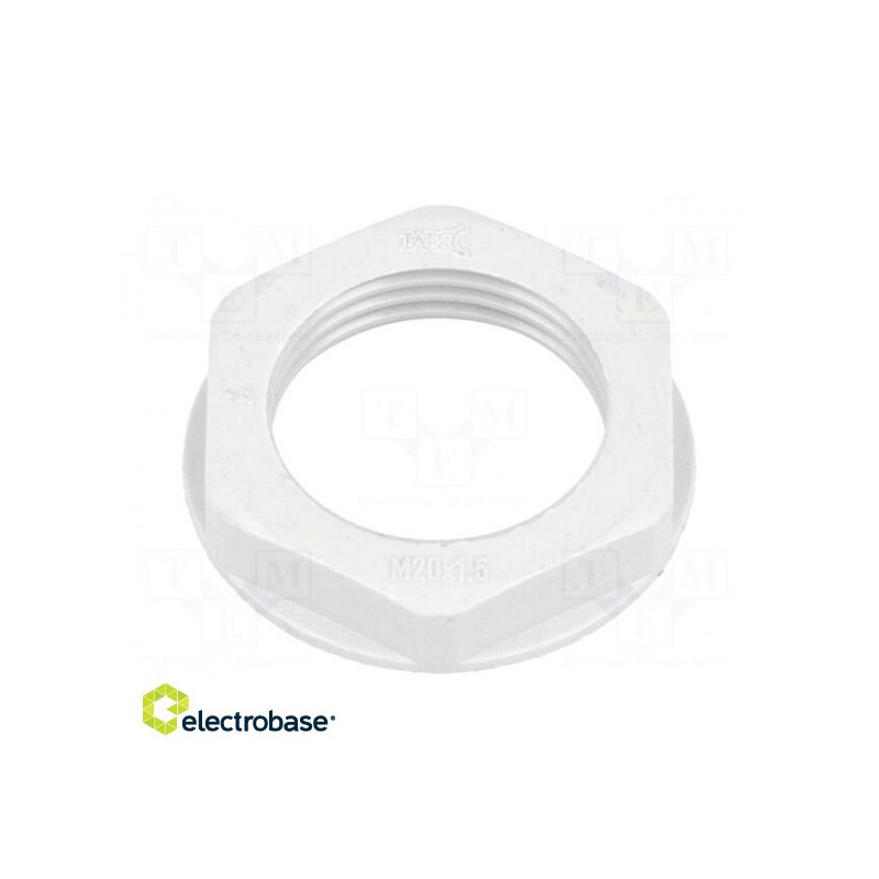 Nut, M20, polyamide, 26 mm, gray, Pitch: 1.6