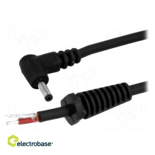 Kabelių laidai, DC 1,3 / 3,5 kištukas kampinis 1mm2 juodas 1,5m -20÷70°C