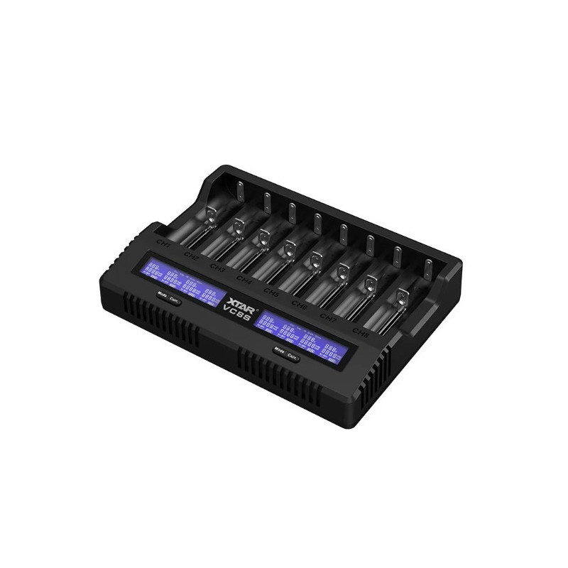 Professional VC8S charger/analyzer, 8 channels, Li-ion/Ni-MH/LiFePO4, capacity test, USB-C