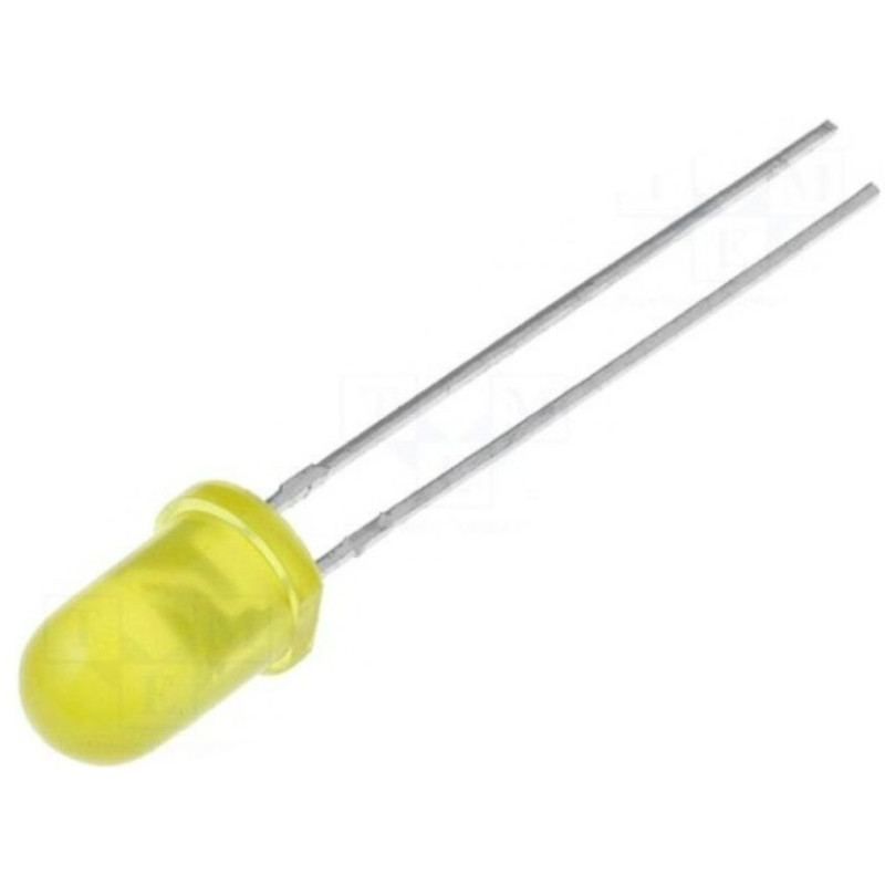LED 5mm yellow 600÷1000mcd 60° 20mA 2÷2.5V Front: convex