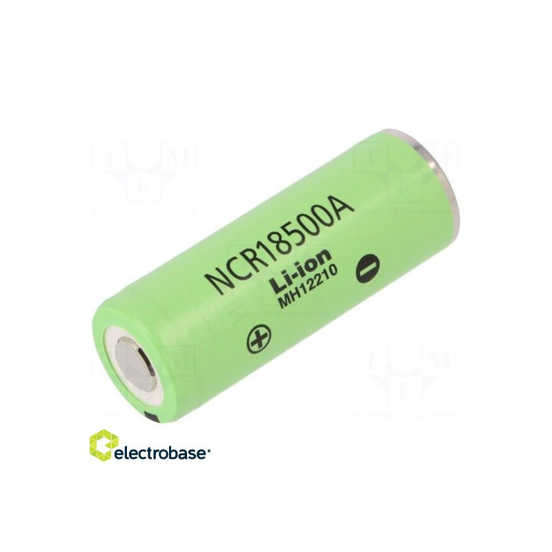 Baterija: Ličio jonų, 18500, 3,7 V, 2040 mAh, Ø18,6 x 50 mm, Imax 3,8 A