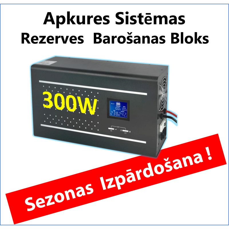 300 W, profesionalus grynos sinusinės bangos keitiklis – UPS, atsarginis maitinimas šildymo sistemoms