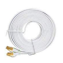 CAT7 LAN plokščias ekranuotas S / STP jungiamasis laidas, 10Gbps, 600MHz, 5m, baltas