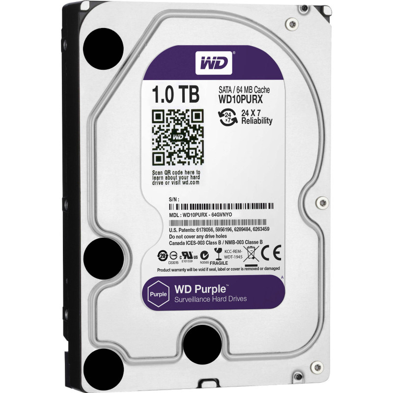 1.0TB HDD, SATA disk, Purple series, For CCTV equipment