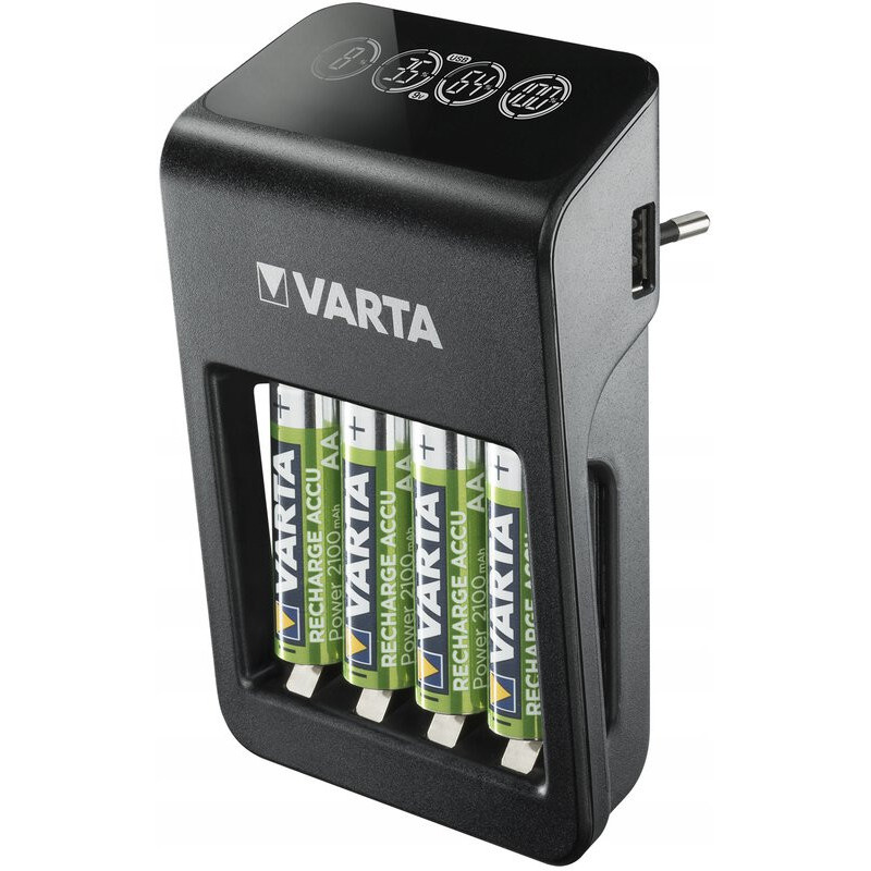 Komplektas: Varta LCD įkroviklis + 4x AA 2100 mAh baterijos, nepriklausomi kanalai