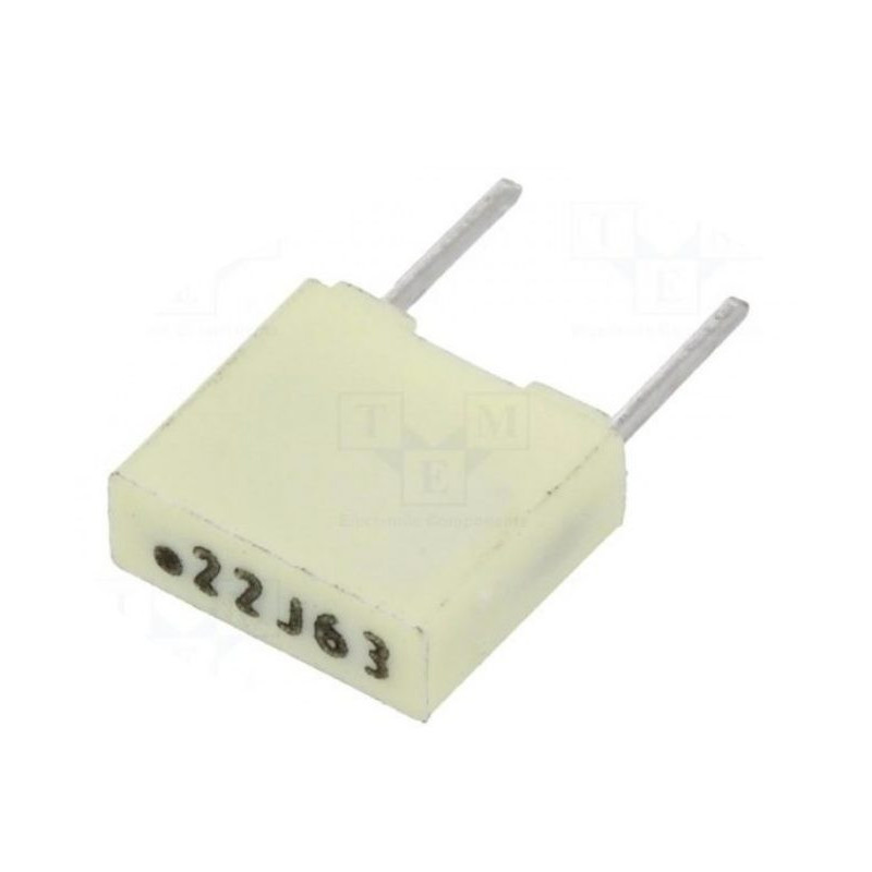 Kondensatorius: poliesteris 220nF 40VAC 63VDC Žingsnis: 5mm ±5%