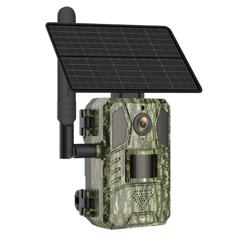 Hunting camera with solar panel : Lithium batteries : 16MP : 4G GSM : PIR with AI : Android, iOS