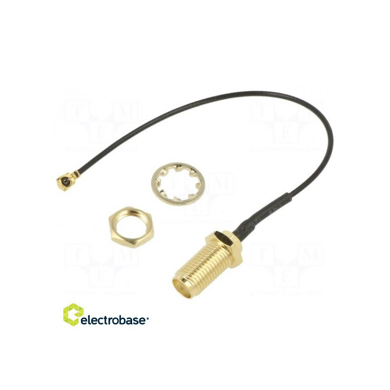 Kabelis, 500 mm, IPEX lizdas su kampiniu lizdu, SMA lizdas su kampiniu lizdu, tiesus