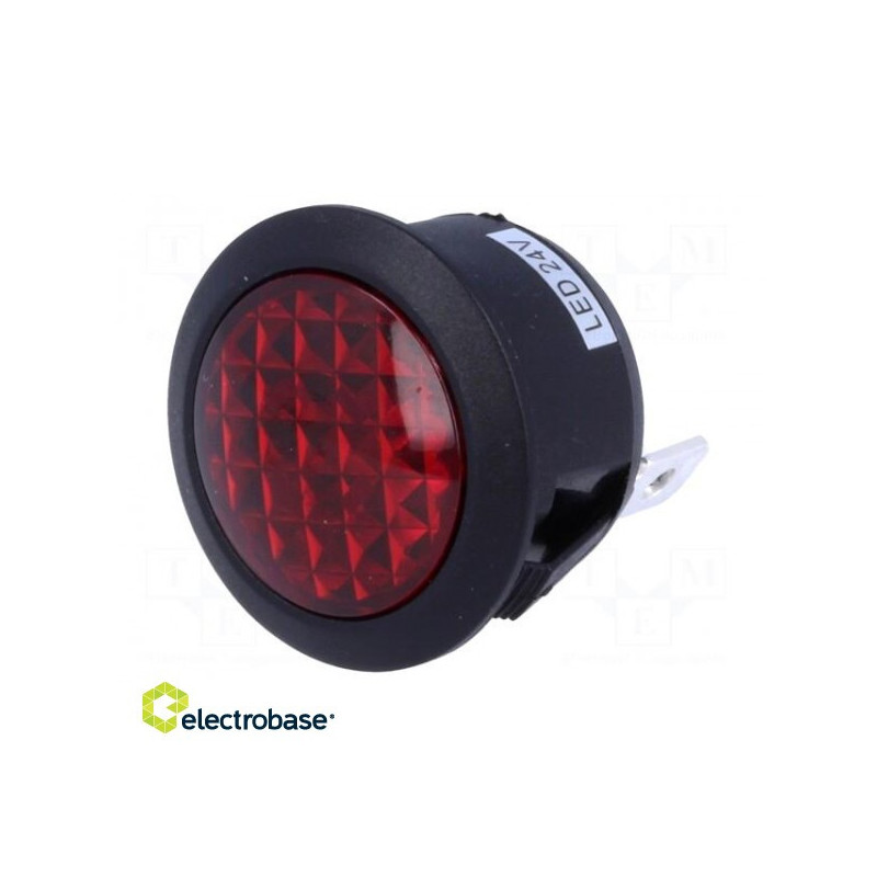 Indicator: LED, prominent, red, 24VDC, Ø20mm, IP20, polyamide