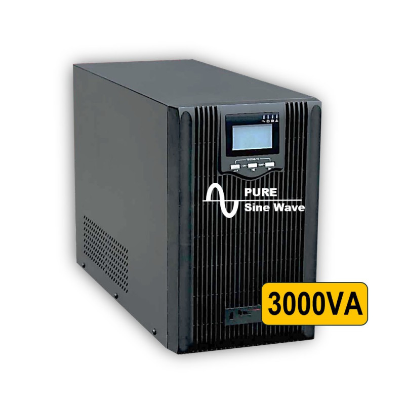 Gryno sinusoidinio tipo, 3000 VA internetinis UPS (dvigubos konversijos), 6 vnt. 12 V - 9 Ah akumuliatorių