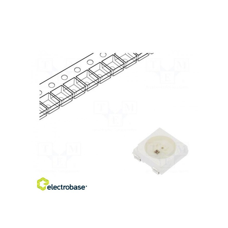 Programmable LED, SMD, 5050, PLCC4, RGB, 5x5x1.6 mm, 3.7÷5.5 V