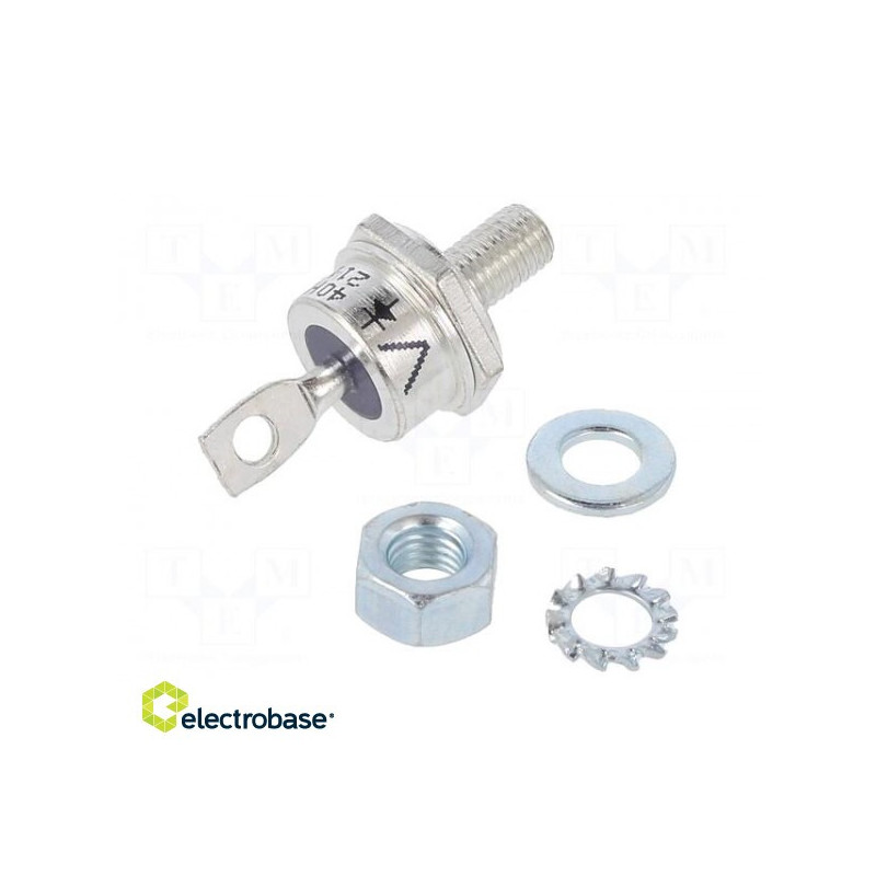 Diode: rectifier, 400V, 1.3 V, 40A, anode on pin, DO203AB, bulk