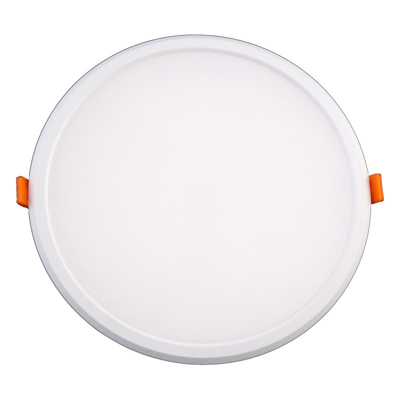 LED šviesos panelė. Apvalios formos 22W 3000K 220x36mm su integruotu valdymo bloku.