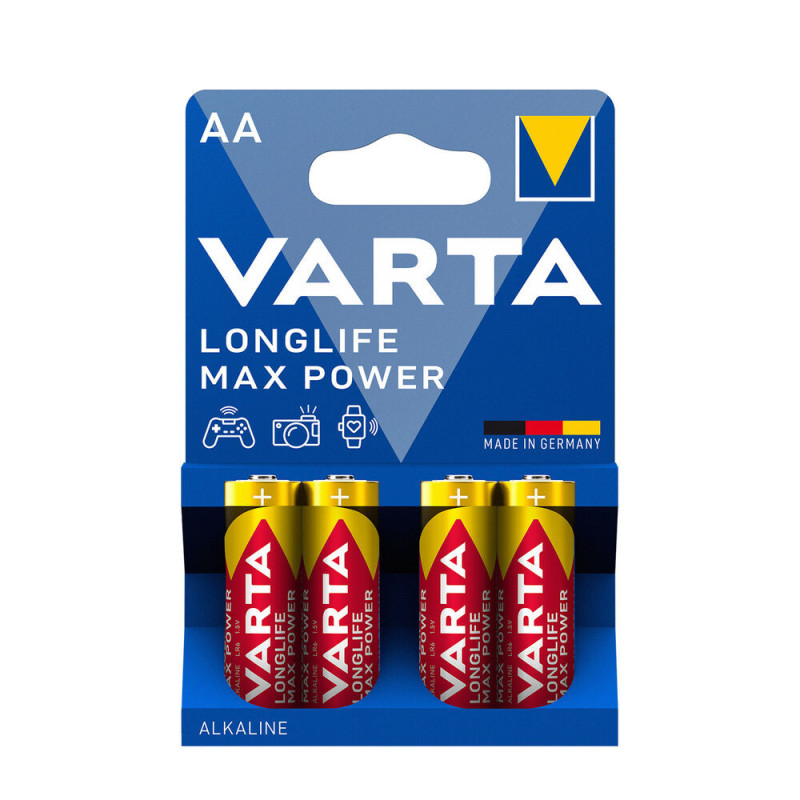 VARTA Longlife Max Power šarminė baterija AA (1,5 V) B4, kaina už blisterį 4 vnt.